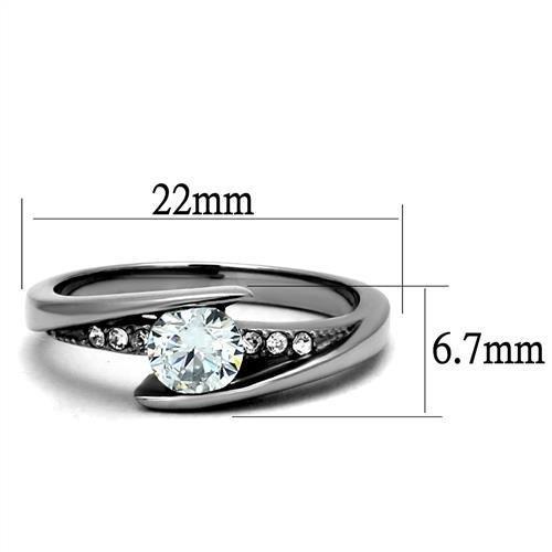 TK2833 - High polished (no plating) Stainless Steel Ring with AAA Grade CZ in Clear-1