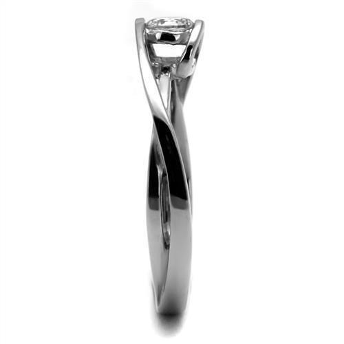 TK2835 - High polished (no plating) Stainless Steel Ring with AAA Grade CZ in Clear-3