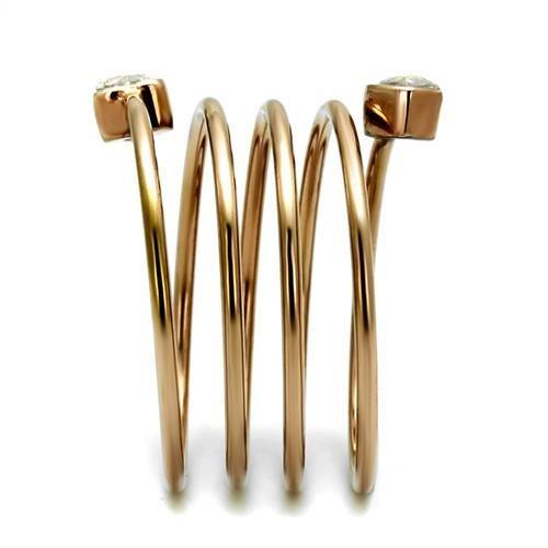 TK2836 - IP Rose Gold(Ion Plating) Stainless Steel Ring with AAA Grade CZ in Clear-3