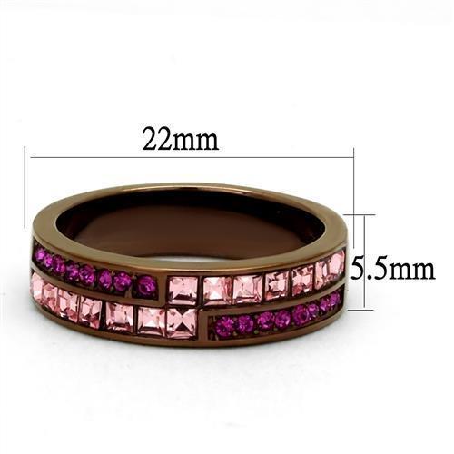 TK2837 - IP Coffee light Stainless Steel Ring with Top Grade Crystal in Multi Color-1