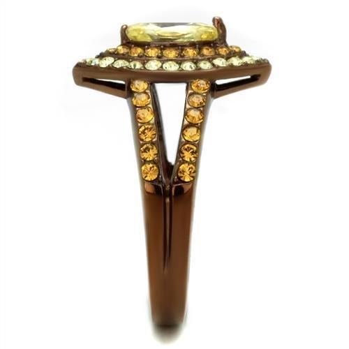 TK2838 - IP Coffee light Stainless Steel Ring with AAA Grade CZ in Citrine Yellow-3