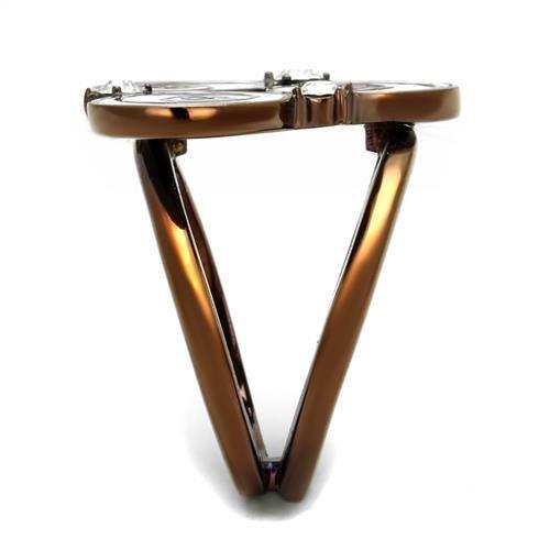 TK2841 - IP Coffee light Stainless Steel Ring with Top Grade Crystal in Clear-3