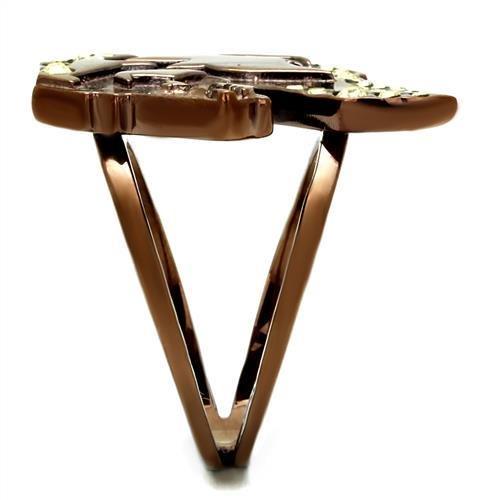 TK2842 - IP Coffee light Stainless Steel Ring with Top Grade Crystal in Citrine Yellow-4