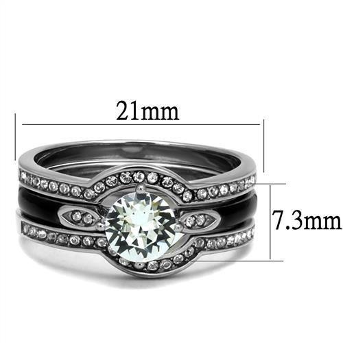 TK2843 - High polished (no plating) Stainless Steel Ring with Top Grade Crystal in Clear-1