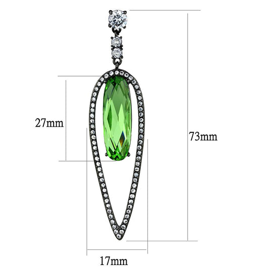 TK2846 - IP Light Black (IP Gun) Stainless Steel Earrings with Top Grade Crystal in Peridot-1