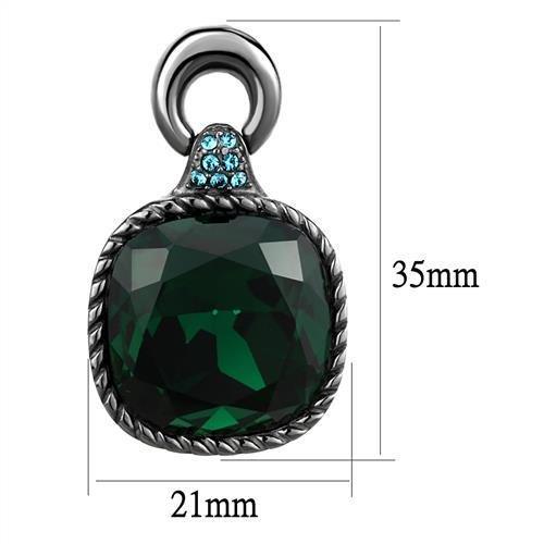 TK2852 - IP Light Black (IP Gun) Stainless Steel Earrings with Top Grade Crystal in Emerald-1