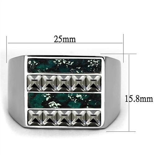 TK2861 - High polished (no plating) Stainless Steel Ring with Leather in Assorted-1