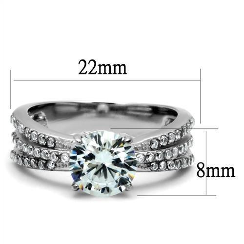 TK2862 - High polished (no plating) Stainless Steel Ring with AAA Grade CZ in Clear-1