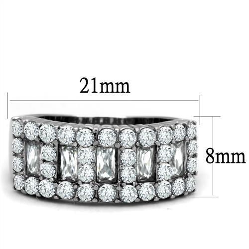 TK2866 - High polished (no plating) Stainless Steel Ring with AAA Grade CZ in Clear-1