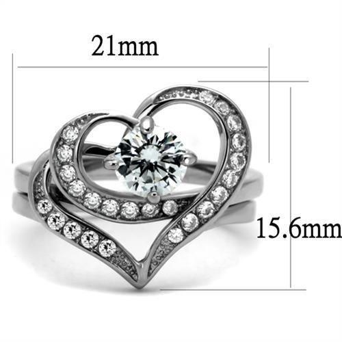 TK2868 - High polished (no plating) Stainless Steel Ring with AAA Grade CZ in Clear-1