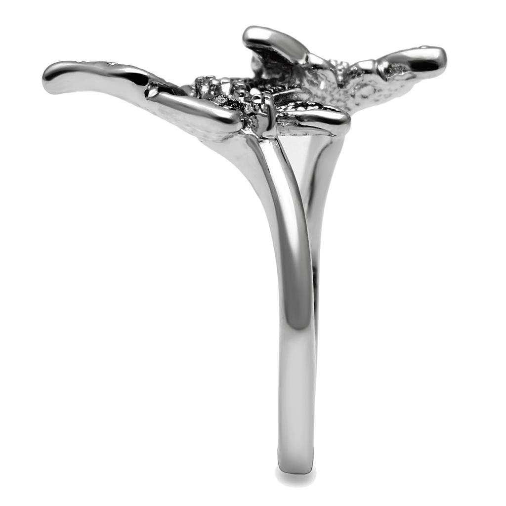 TK2874 - High polished (no plating) Stainless Steel Ring with AAA Grade CZ in Clear-2