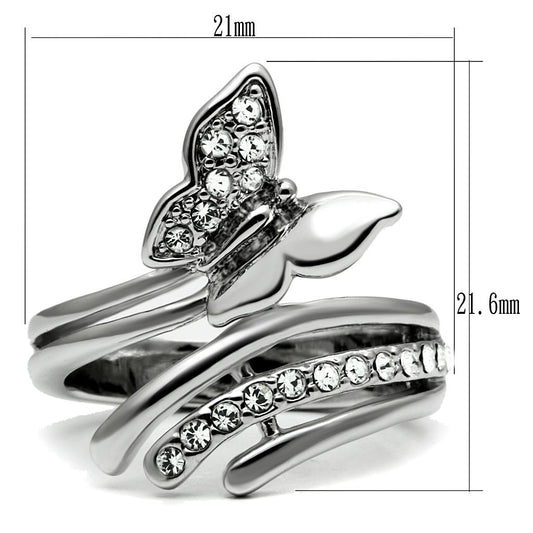 TK2875 - High polished (no plating) Stainless Steel Ring with AAA Grade CZ in Clear-1