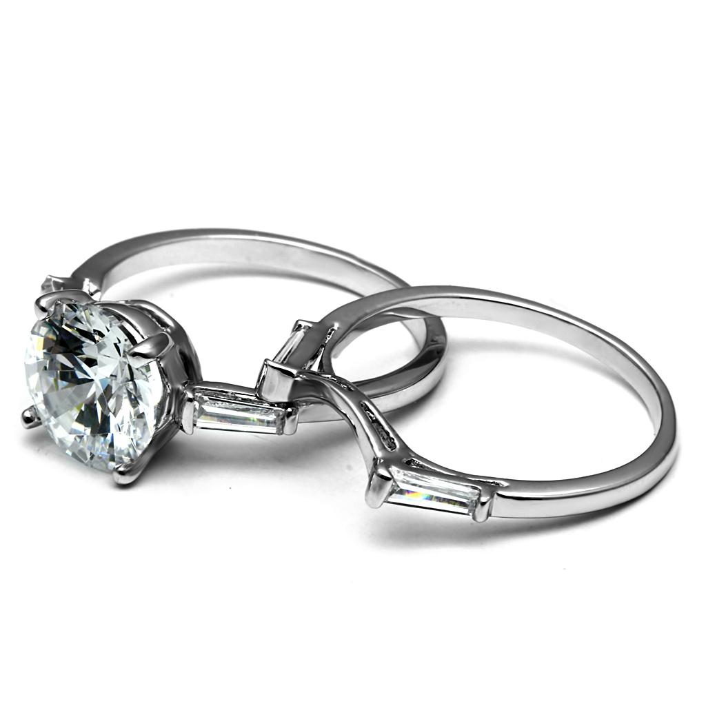 TK2878 - High polished (no plating) Stainless Steel Ring with AAA Grade CZ in Clear-3