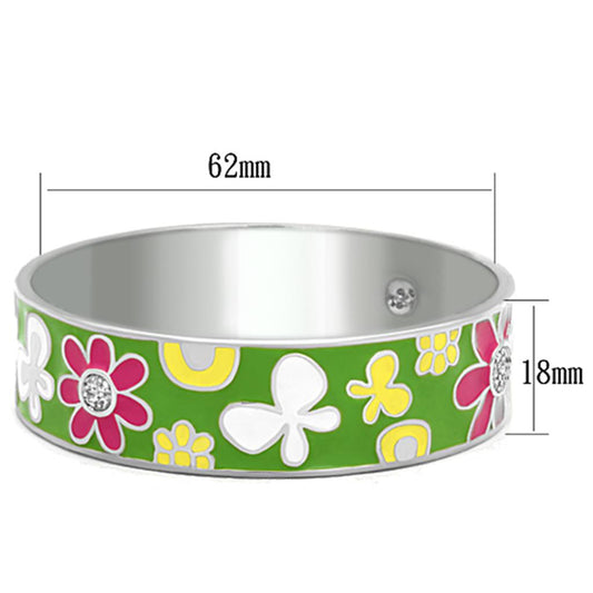 TK287 - High polished (no plating) Stainless Steel Bangle with Epoxy in Multi Color-1
