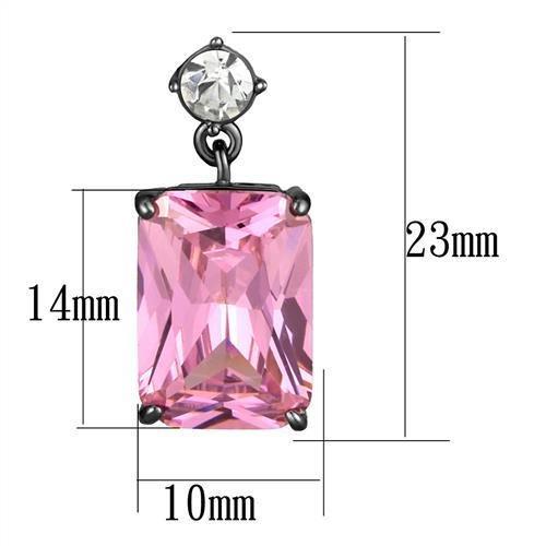 TK2892 - IP Light Black (IP Gun) Stainless Steel Earrings with AAA Grade CZ in Rose-1
