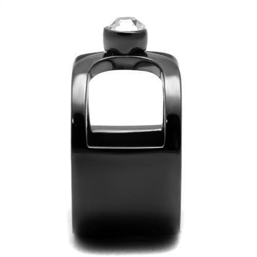 TK2897 - IP Light Black (IP Gun) Stainless Steel Ring with Top Grade Crystal in Clear-3