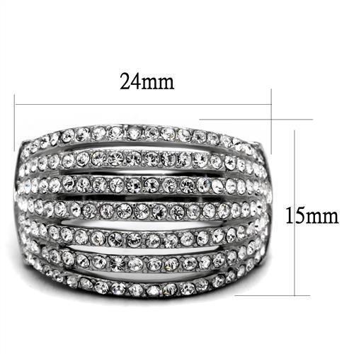 TK2901 - High polished (no plating) Stainless Steel Ring with Top Grade Crystal in Clear-1