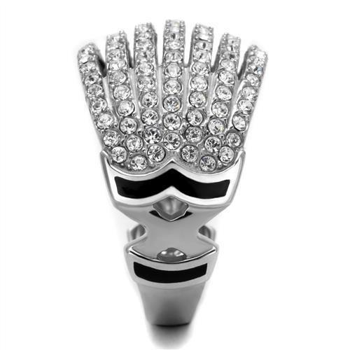 TK2901 - High polished (no plating) Stainless Steel Ring with Top Grade Crystal in Clear-3