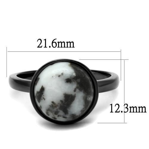 TK2902 - IP Light Black (IP Gun) Stainless Steel Ring with Semi-Precious Hematite in Multi Color-1