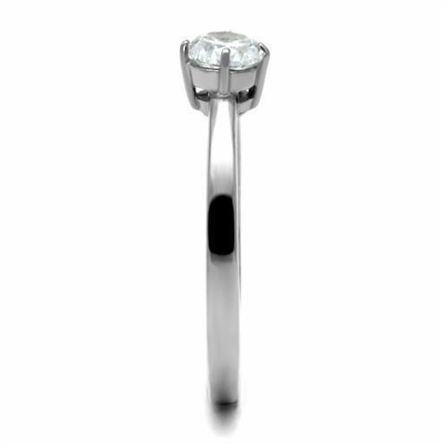 TK2903 - High polished (no plating) Stainless Steel Ring with AAA Grade CZ in Clear-3