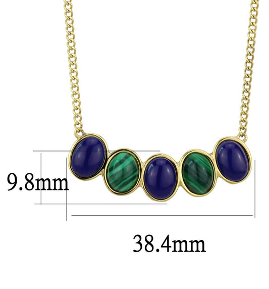 TK2911 - IP Gold(Ion Plating) Stainless Steel Necklace with Precious Stone Lapis in Montana-1