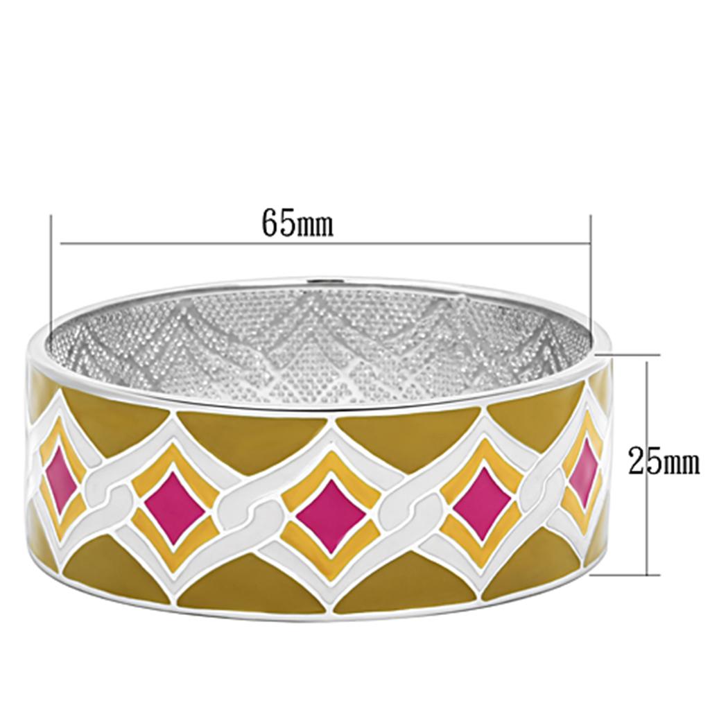 TK291 - High polished (no plating) Stainless Steel Bangle with Epoxy in Multi Color-1