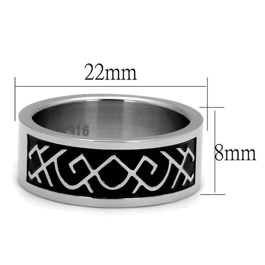 TK2921 - High polished (no plating) Stainless Steel Ring with Epoxy in Jet-1