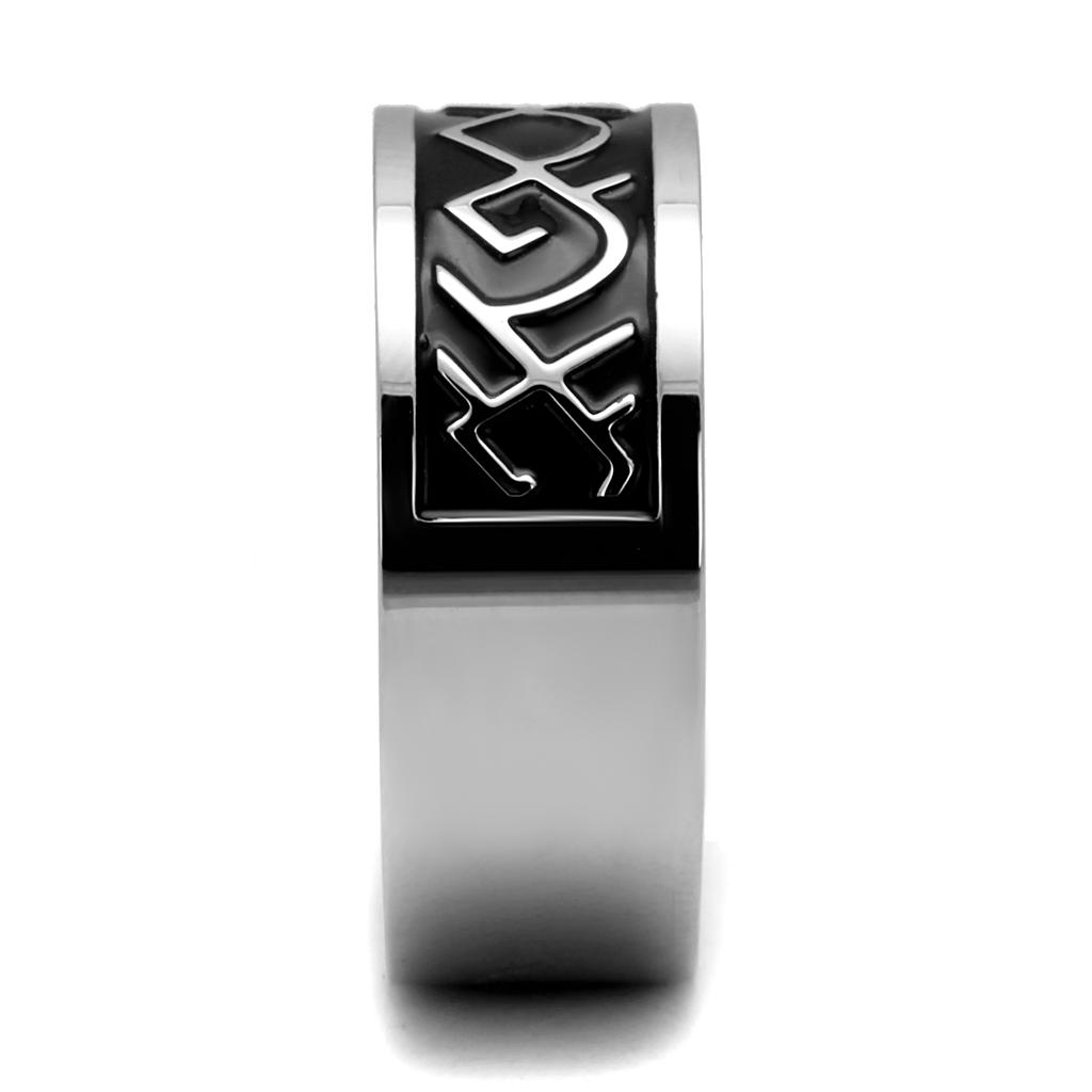 TK2921 - High polished (no plating) Stainless Steel Ring with Epoxy in Jet-3