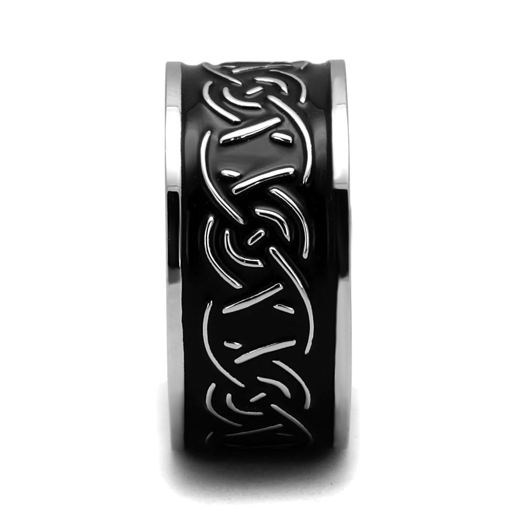 TK2922 - High polished (no plating) Stainless Steel Ring with Epoxy in Jet-3