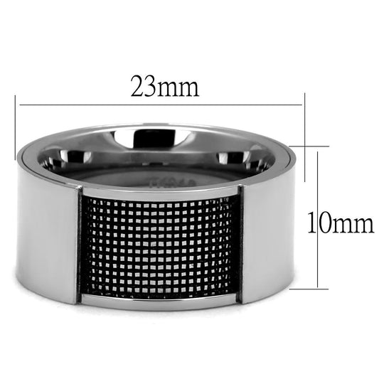 TK2923 - High polished (no plating) Stainless Steel Ring with Epoxy in Jet-1
