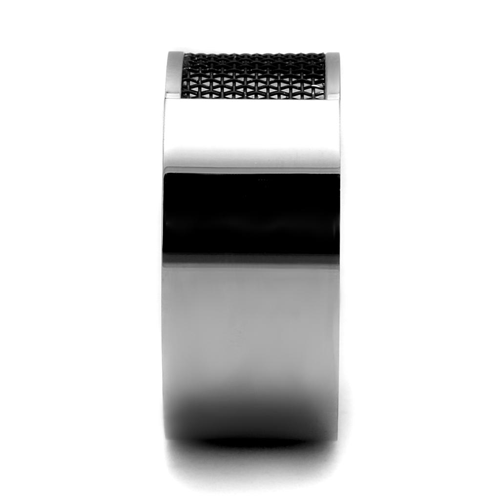 TK2923 - High polished (no plating) Stainless Steel Ring with Epoxy in Jet-3