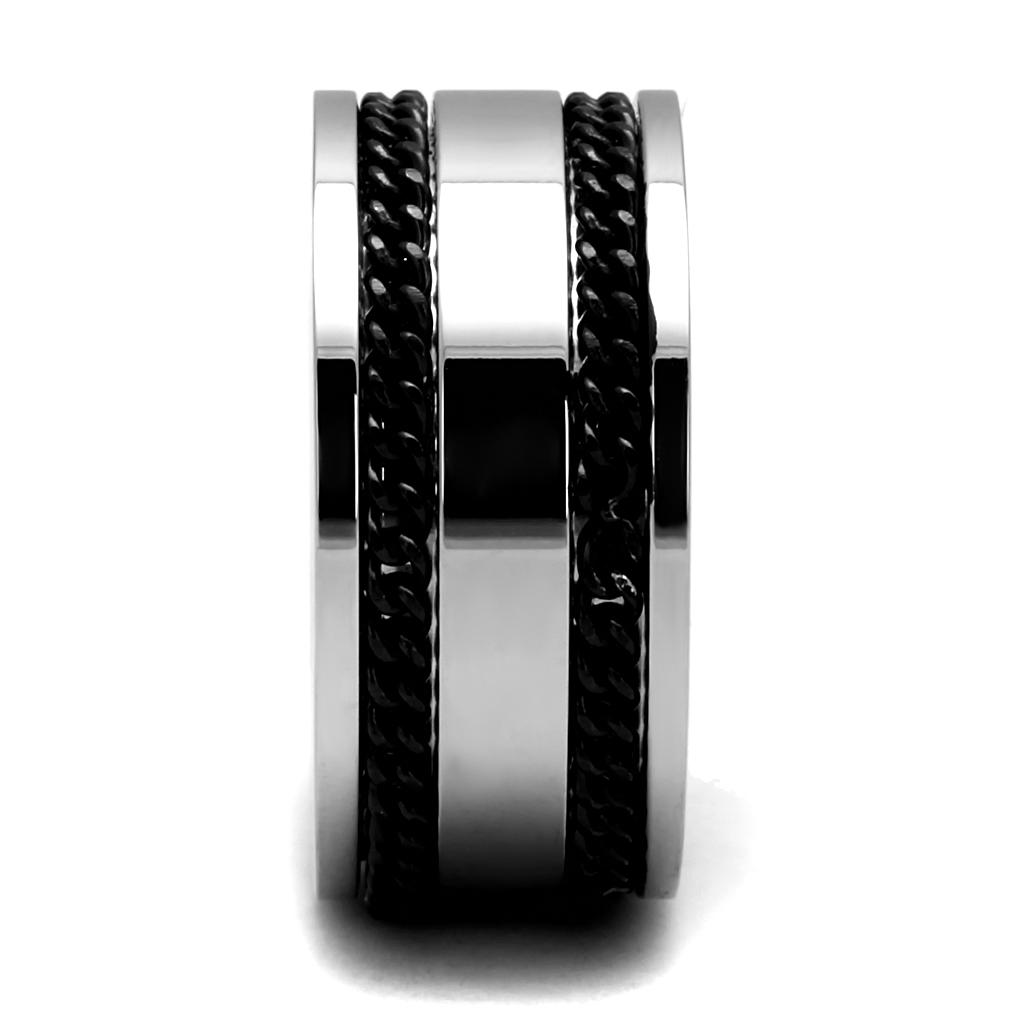 TK2927 - High polished (no plating) Stainless Steel Ring with Epoxy in Jet-3