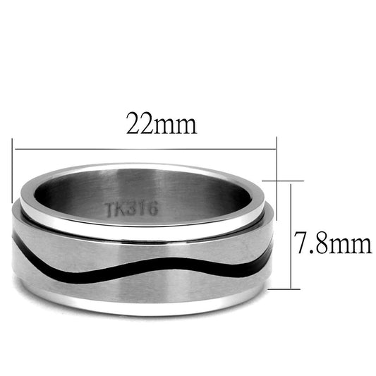 TK2929 - High polished (no plating) Stainless Steel Ring with Epoxy in Jet-1