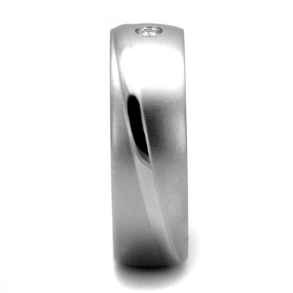 TK2932 - High polished (no plating) Stainless Steel Ring with AAA Grade CZ in Clear-3