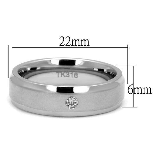 TK2934 - High polished (no plating) Stainless Steel Ring with AAA Grade CZ in Clear-1