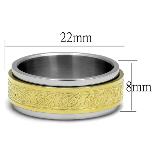 TK2939 - Two-Tone IP Gold (Ion Plating) Stainless Steel Ring with No Stone-1