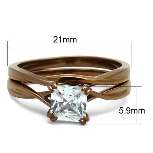 TK2964 - IP Coffee light Stainless Steel Ring with AAA Grade CZ in Clear-1