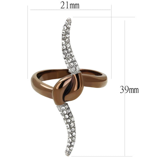 TK2991 - Two Tone IP Light Brown (IP Light coffee) Stainless Steel Ring with Top Grade Crystal in Clear-1
