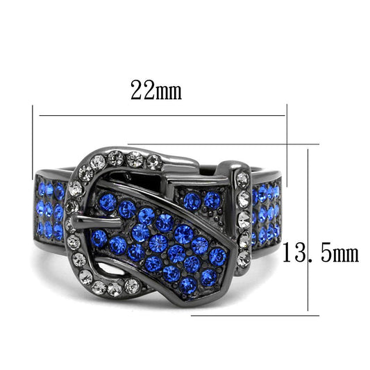 TK2995 - IP Light Black (IP Gun) Stainless Steel Ring with Top Grade Crystal in Multi Color-1
