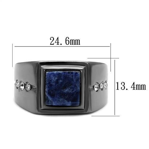 TK3006 - IP Light Black (IP Gun) Stainless Steel Ring with Blue Sand in Montana-1
