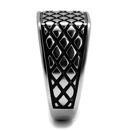 TK3009 - High polished (no plating) Stainless Steel Ring with Epoxy in Jet-3