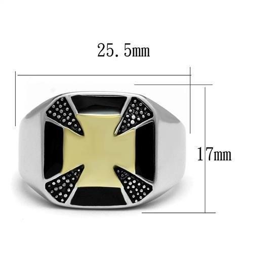 TK3019 - Two-Tone IP Gold (Ion Plating) Stainless Steel Ring with Epoxy in Jet-1
