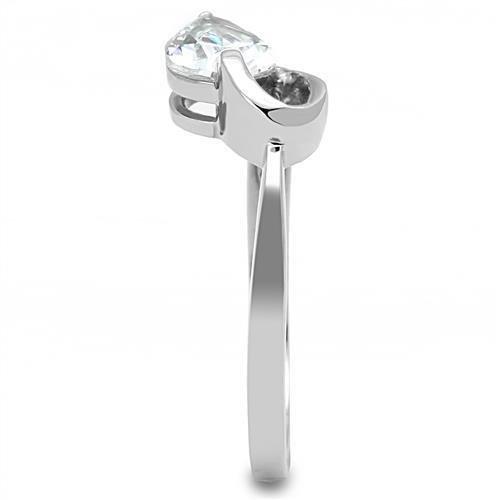 TK3022 - High polished (no plating) Stainless Steel Ring with AAA Grade CZ in Clear-4