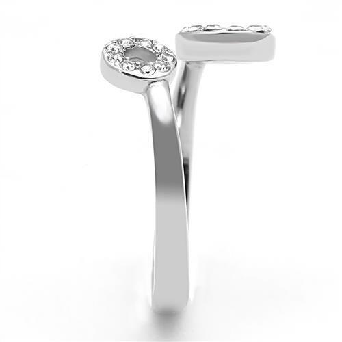 TK3025 - High polished (no plating) Stainless Steel Ring with Top Grade Crystal in Clear-3