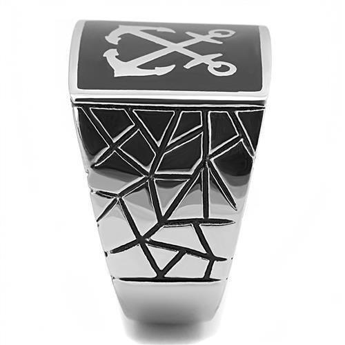 TK3041 - High polished (no plating) Stainless Steel Ring with Epoxy in Jet-3