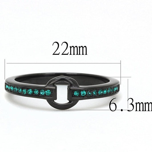 TK3055 - IP Black(Ion Plating) Stainless Steel Ring with Top Grade Crystal in Emerald-1
