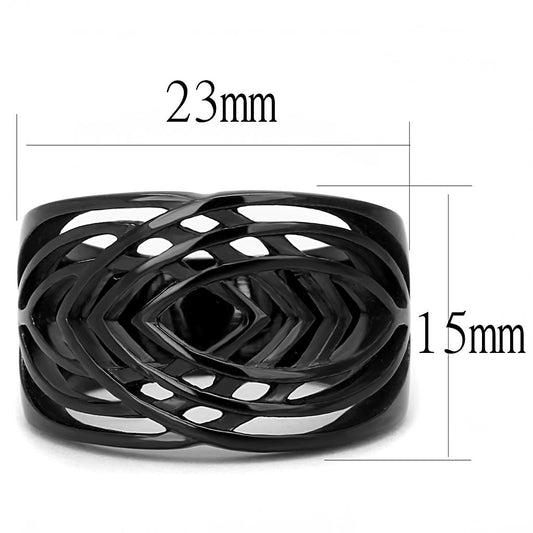 TK3060 - IP Black(Ion Plating) Stainless Steel Ring with No Stone-1
