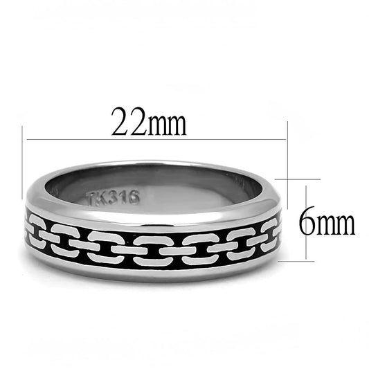 TK3061 - High polished (no plating) Stainless Steel Ring with Epoxy in Jet-1