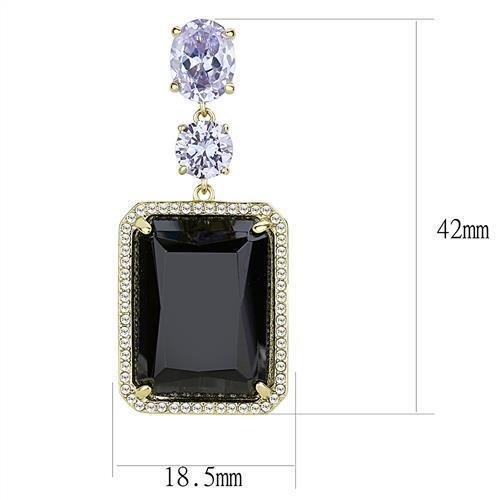 TK3070 - IP Gold(Ion Plating) Stainless Steel Earrings with Synthetic Synthetic Glass in Jet-1