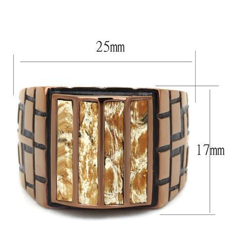 TK3077 - IP Coffee light Stainless Steel Ring with Leather in Multi Color-1